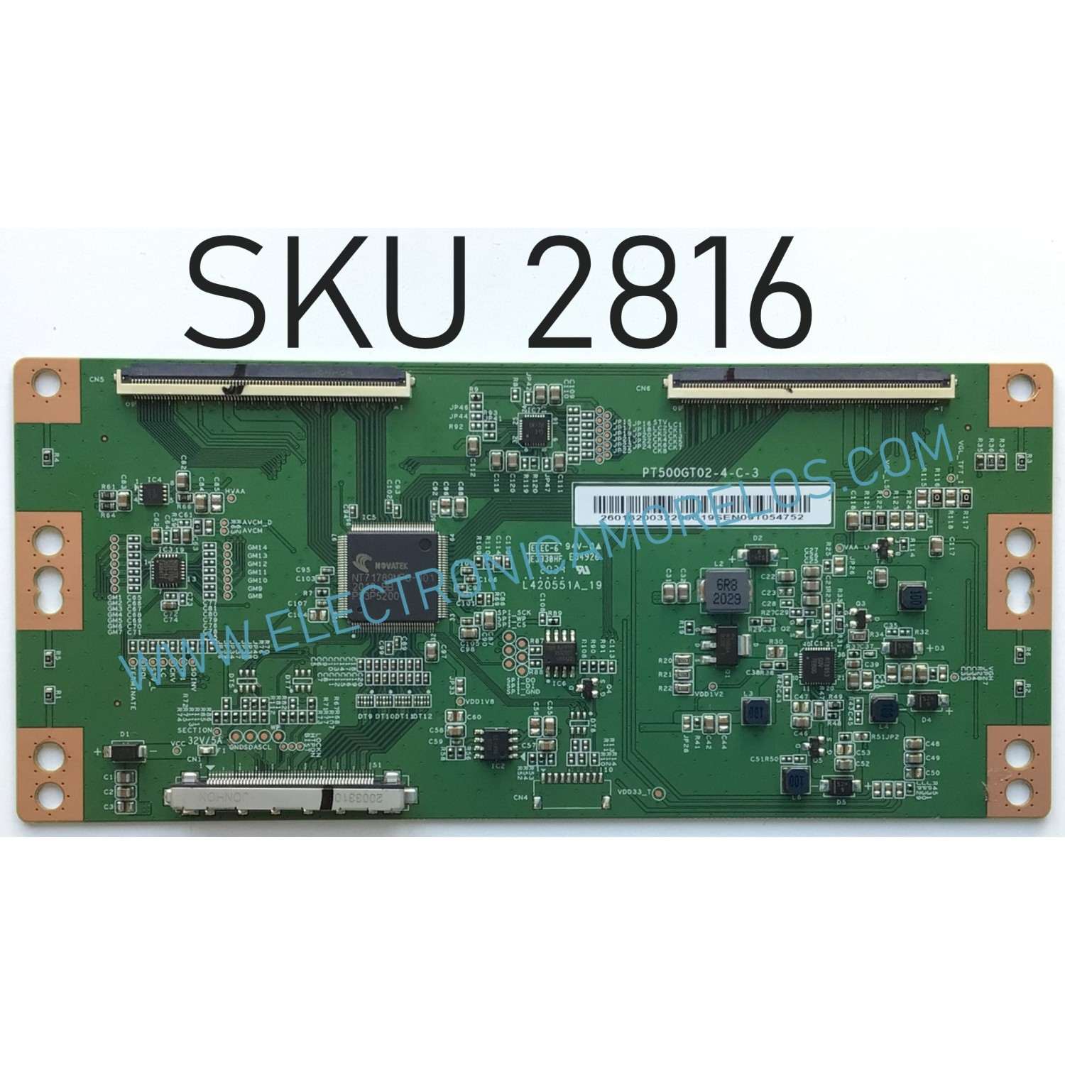 T-CON PARA TV TOSHIBA / NUMERO DE PARTE 260162003220 / PT500GT02-4-C-3 / L420551A_19 / 2601620032200C19SEN09T054752 / PANEL K500WDCRA-KA350A5 / MODELO 50LF621U21